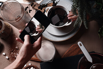 Photo recipe for hot chocolate. Cooking with children