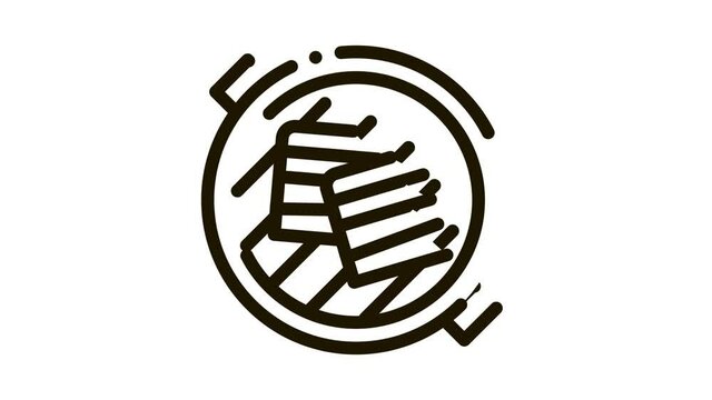 cooking bbq bacon Icon Animation. black cooking bbq bacon animated icon on white background