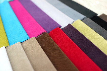 Colorful upholstery fabric samples