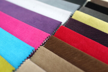 Fototapeta na wymiar Colorful upholstery fabric samples