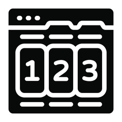 Fototapeta premium Numbers on website denoting web ranking in glyph icon 