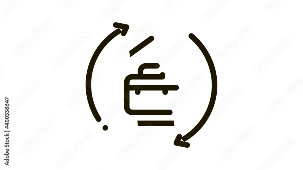 Poster case in home with circle arrows Icon Animation. black case in home with circle arrows animated icon on white background