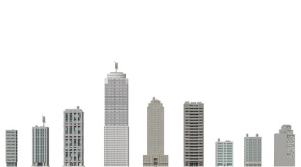 Modern buildings isolated on white background 3d illustration