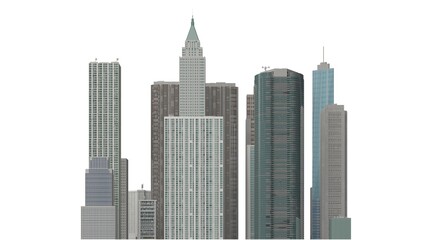 Fototapeta na wymiar Modern buildings isolated on white background 3d illustration