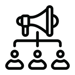 
Loudspeaker with team, solid icon of public announcement
