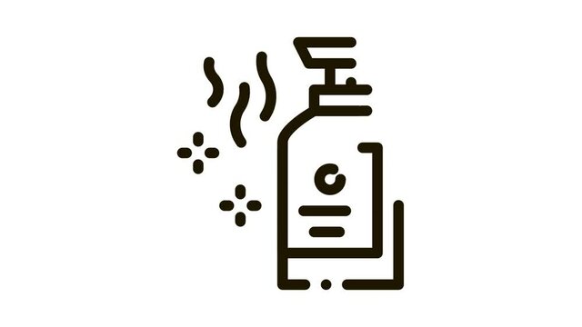 aromatic liquid soap bottle Icon Animation. black aromatic liquid soap bottle animated icon on white background