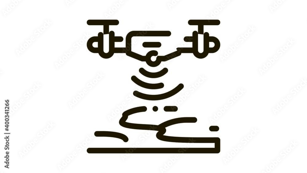 Poster drone height sensor icon animation. black drone height sensor animated icon on white background