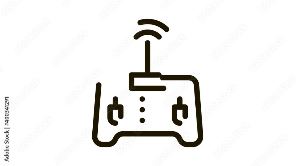Poster drone remote control icon animation. black drone remote control animated icon on white background