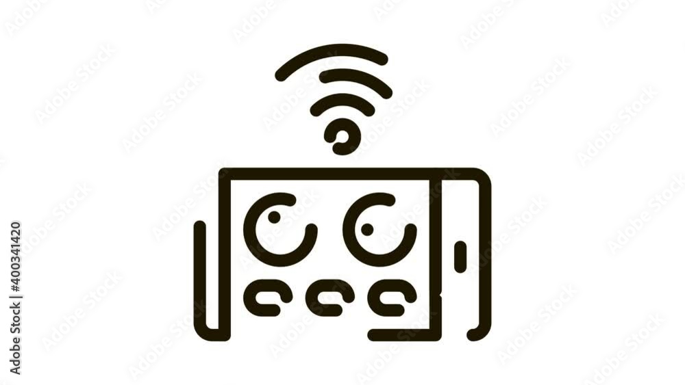 Poster drone phone application remote control icon animation. black drone phone application remote control 