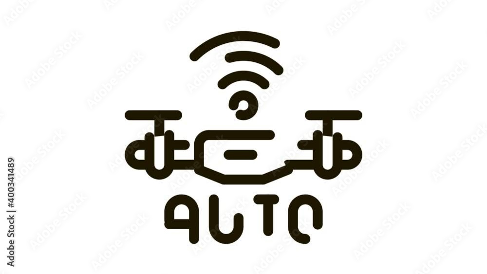 Aufkleber drone auto return home icon animation. black drone auto return home animated icon on white backgroun