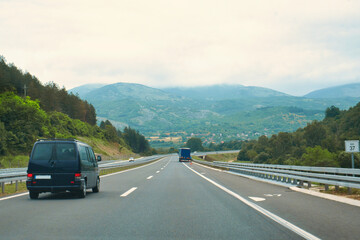 Corridor of Serbia - scenic asphalt road in mountains of Stara Planina in Southern Serbia
