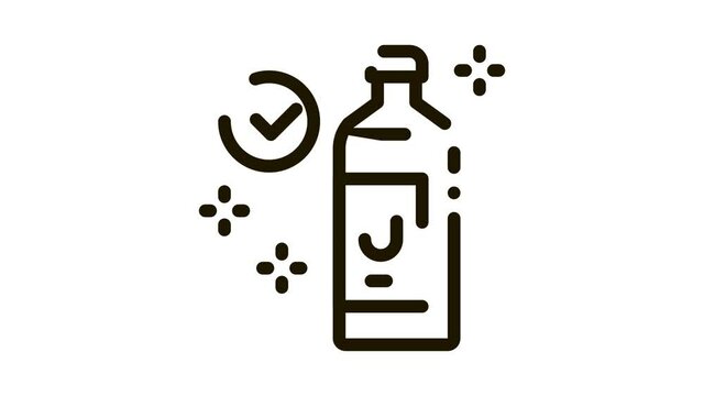 juice bottle approved mark Icon Animation. black juice bottle approved mark animated icon on white background