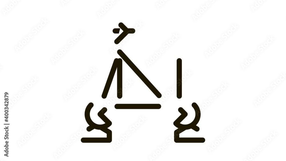 Poster air navigation course icon animation. black air navigation course animated icon on white background