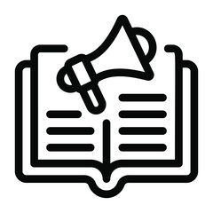 
Speaker over a book, solid icon of book marketing

