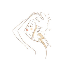 洗髪している美しい女性