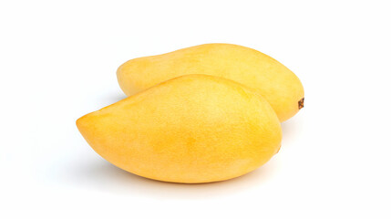 Ripe Barracuda mango on a white background.