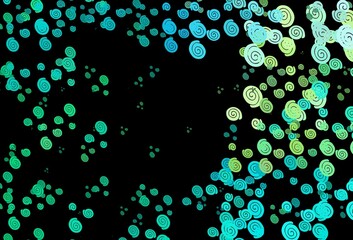 Dark Green, Yellow vector background with lamp shapes.