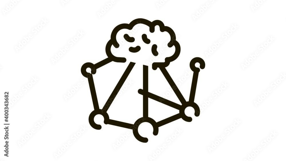 Poster neuromarketing brain icon animation. black neuromarketing brain animated icon on white background