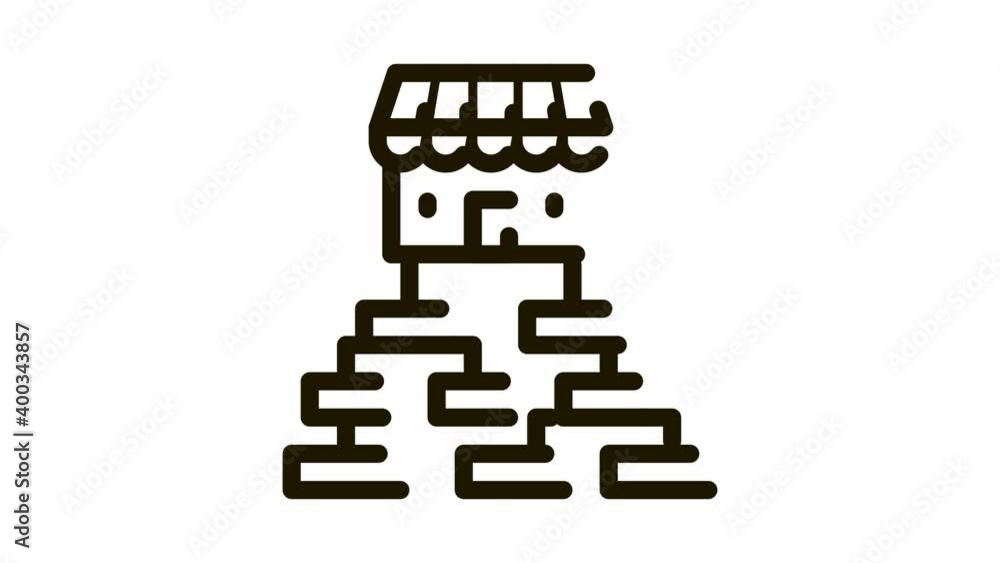 Poster business hierarchy chart icon animation. black business hierarchy chart animated icon on white backg
