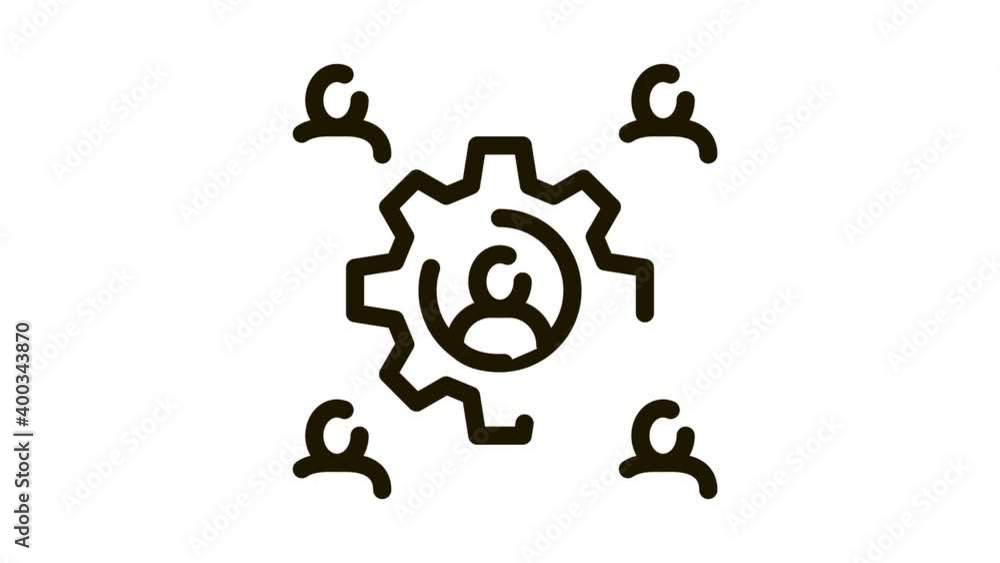 Poster working outsource emplayees icon animation. black working outsource emplayees animated icon on white