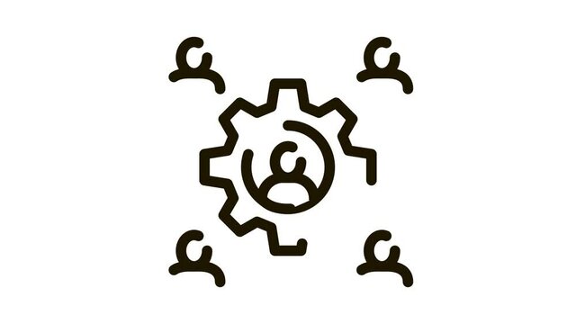 working outsource emplayees Icon Animation. black working outsource emplayees animated icon on white background