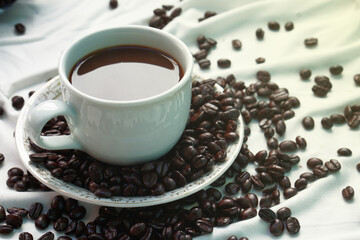 cup of coffee and beans