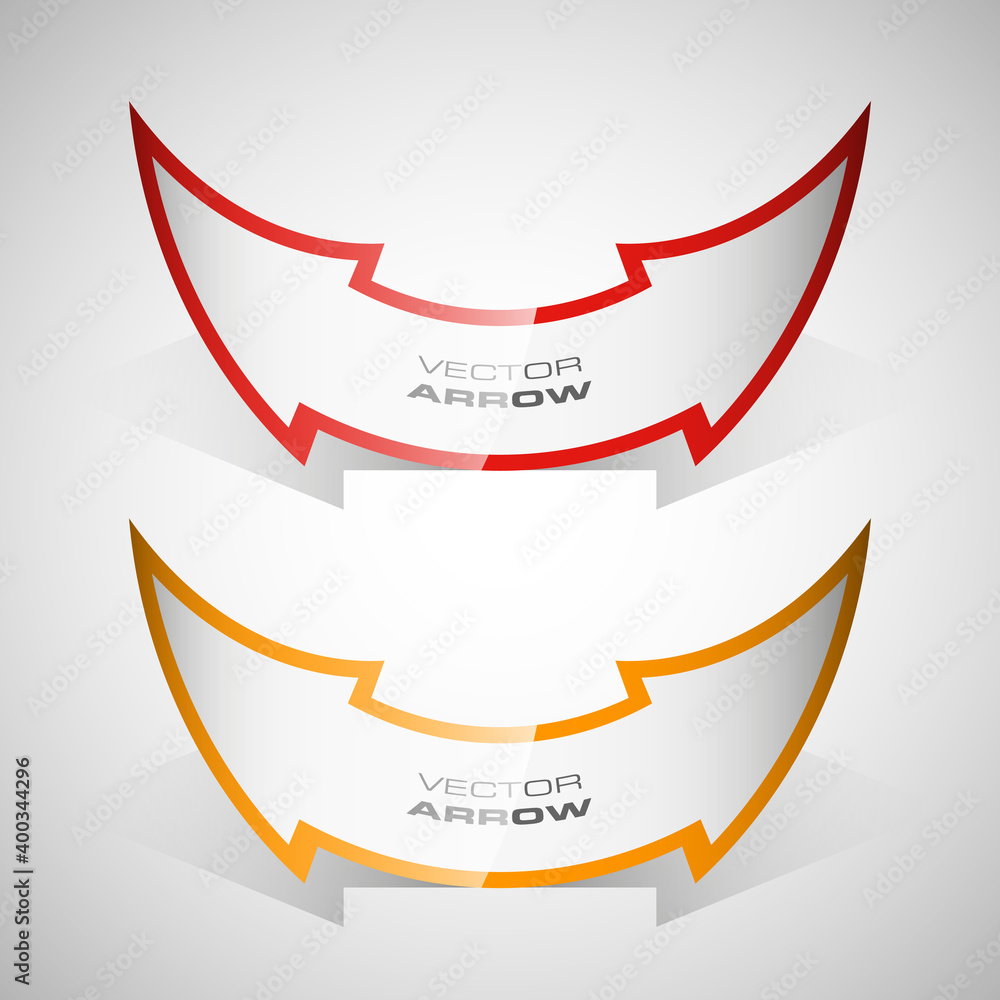 Poster Vector Arrow banners set. Direct shape. 3d Abstract Background. Business infographic presentation diagram. Section compare service. Up and down trend. Paper index. Exact pointer