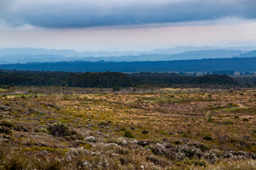 cascading blue hills in the distance