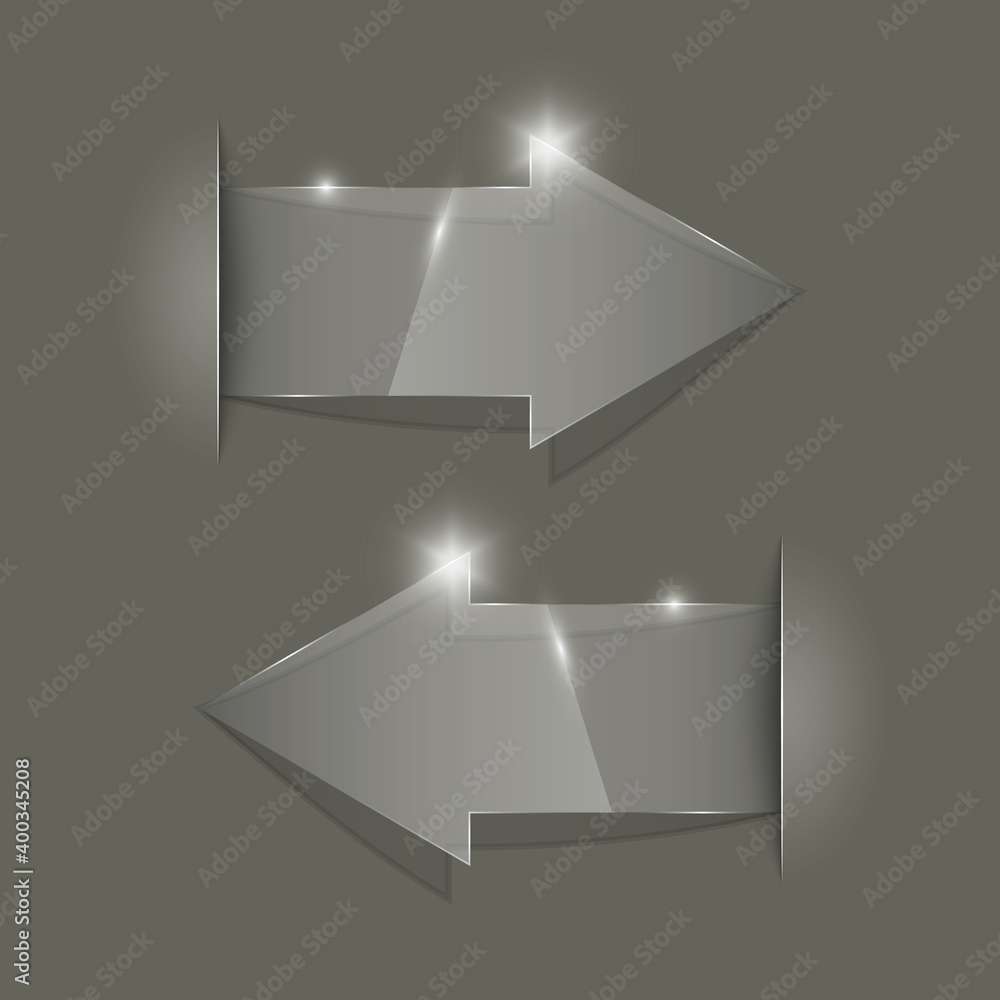 Aufkleber Transparent arrow banners set. Direct glassy shape. Abstract arrows Background. Business infographic presentation diagram. Section compare service. down arrow trend. Paper index. Exact pointer