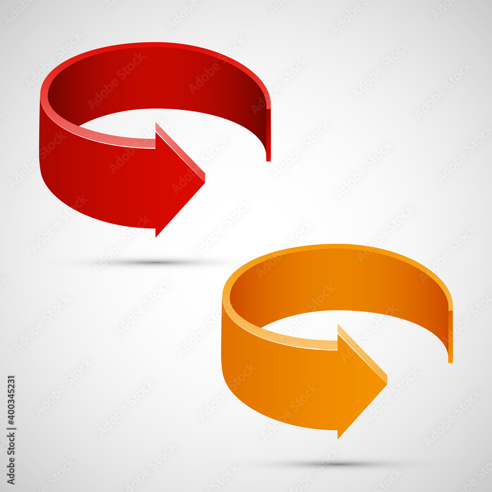 Poster Round arrow banners set. Direct circle shape. 3d Abstract arrow background. Business infographic presentation diagram. Section compare service trend. Paper arrows index. Exact pointer banner