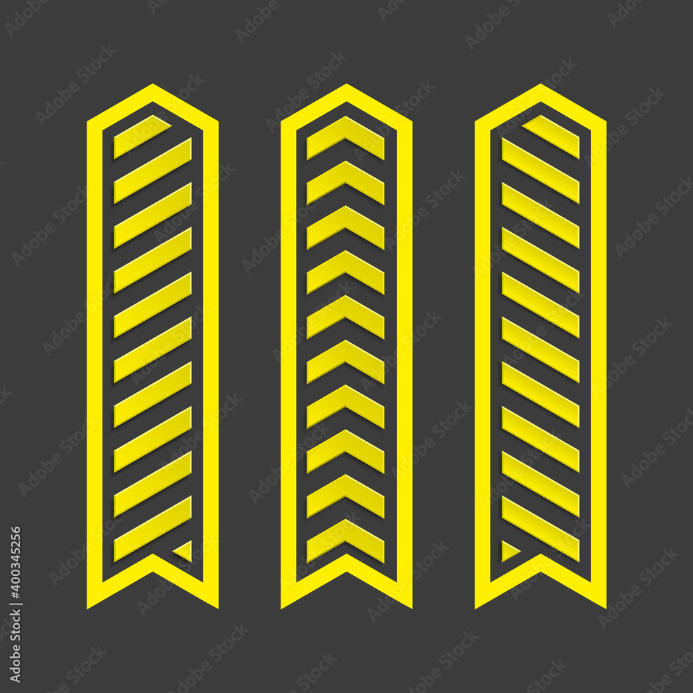Poster Arrow banners set. Direct circle shape. 3d Abstract arrow background. Business infographic presentation diagram. Section compare service trend. Paper arrows index. Exact pointer banner