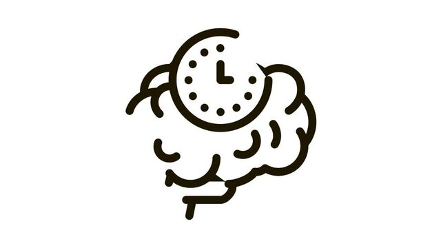 brain reaction time Icon Animation. black brain reaction time animated icon on white background