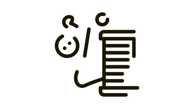 thread needle button Icon Animation. black thread needle button animated icon on white background