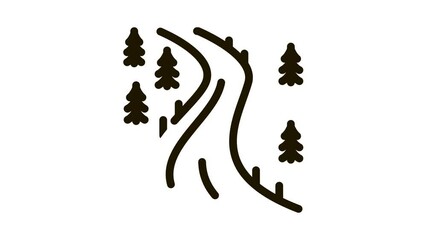 ski track Icon Animation. black ski track animated icon on white background
