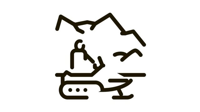 snowmobile winter transport Icon Animation. black snowmobile winter transport animated icon on white background
