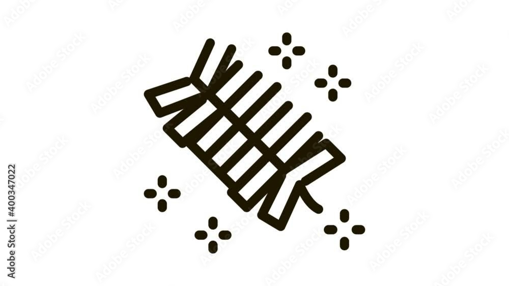 Poster lighted cracker icon animation. black lighted cracker animated icon on white background