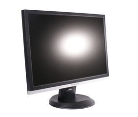 computer monitor with blank display on white background