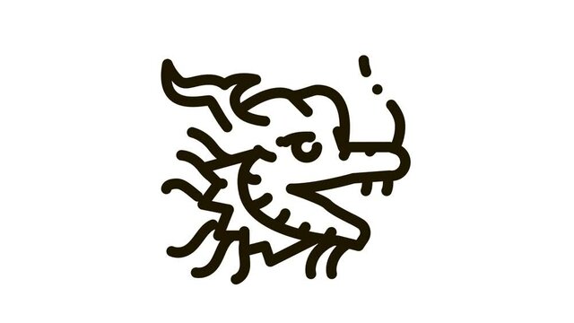 mask of chinese dragon Icon Animation. black mask of chinese dragon animated icon on white background