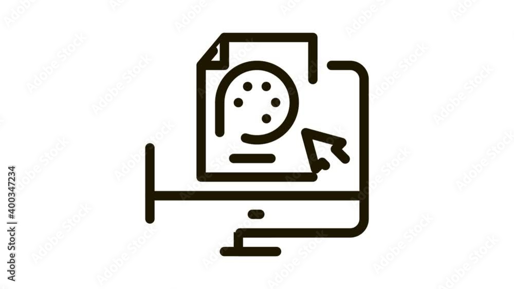 Poster selection of video document on computer icon animation. black selection of video document on compute