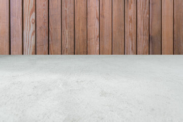 Concrete cement floor with wood wall. Texture Background