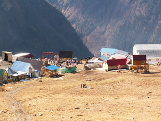 mountain villages on the background of peaks