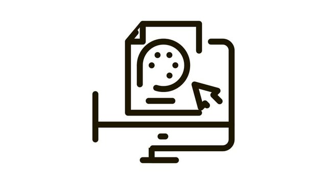selection of video document on computer Icon Animation. black selection of video document on computer animated icon on white background