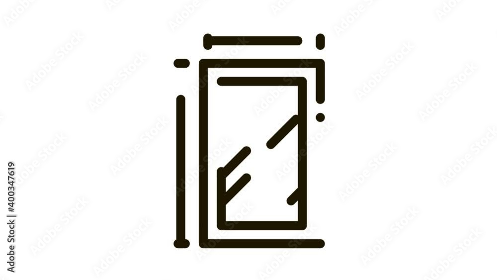 Poster window dimensions icon animation. black window dimensions animated icon on white background