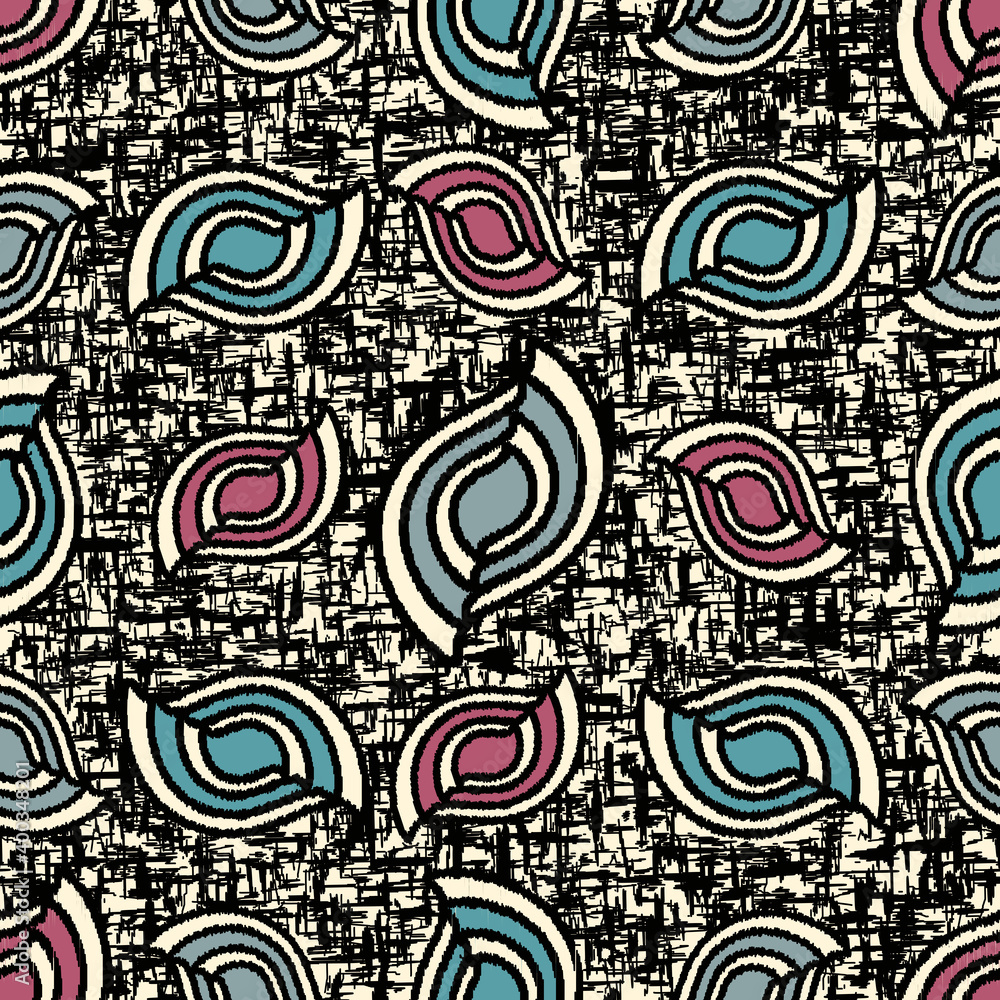 Poster seamless abstract pattern with jumbled strokes and geometric shapes