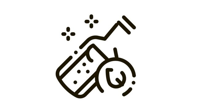 bottle with organic elixir Icon Animation. black bottle with organic elixir animated icon on white background