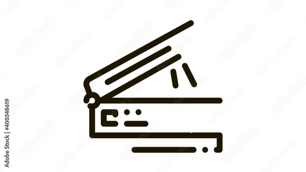 Poster scanner for work icon animation. black scanner for work animated icon on white background