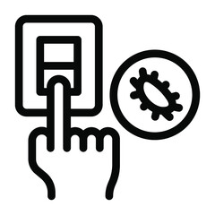 
Germ on hand, solid icon of hand checking 
