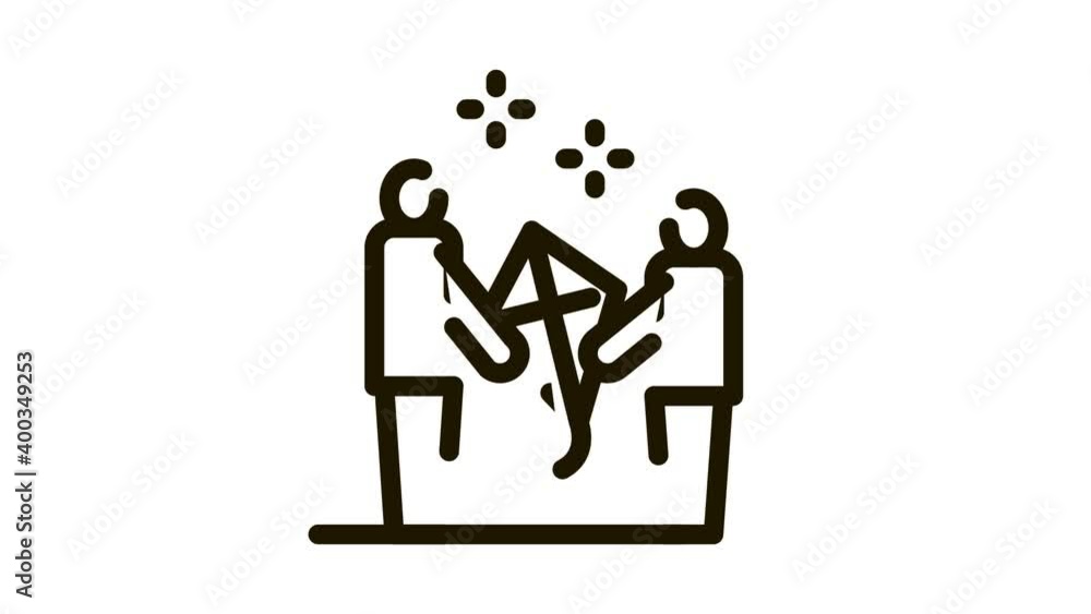 Poster launch kite parent and child icon animation. black launch kite parent and child animated icon on whi