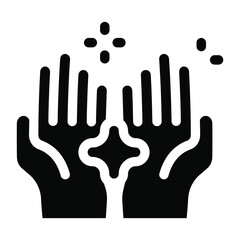 
After preventing covid, clean hands icon in solid style 
