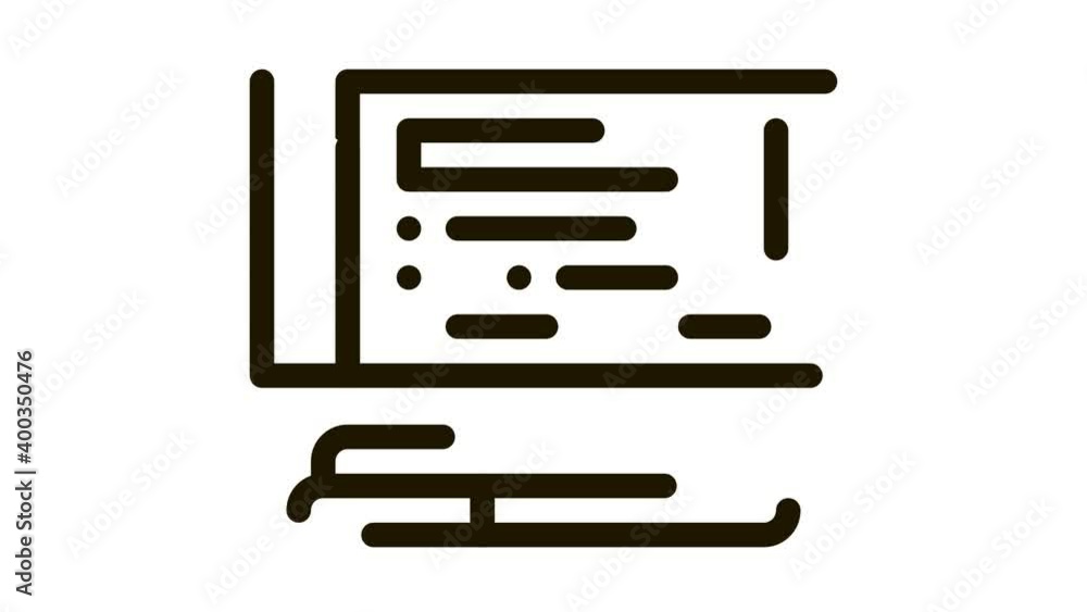 Poster to fill out check with pen icon animation. black to fill out check with pen animated icon on white b